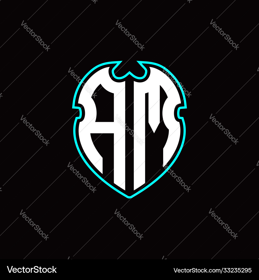 A m initial logo design with shield shape A m initial logo design with shield shape vector image