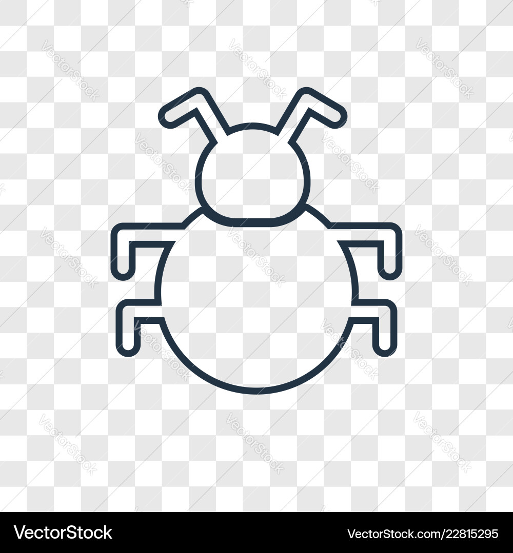 Bug concept linear icon isolated on transparent Vector Image