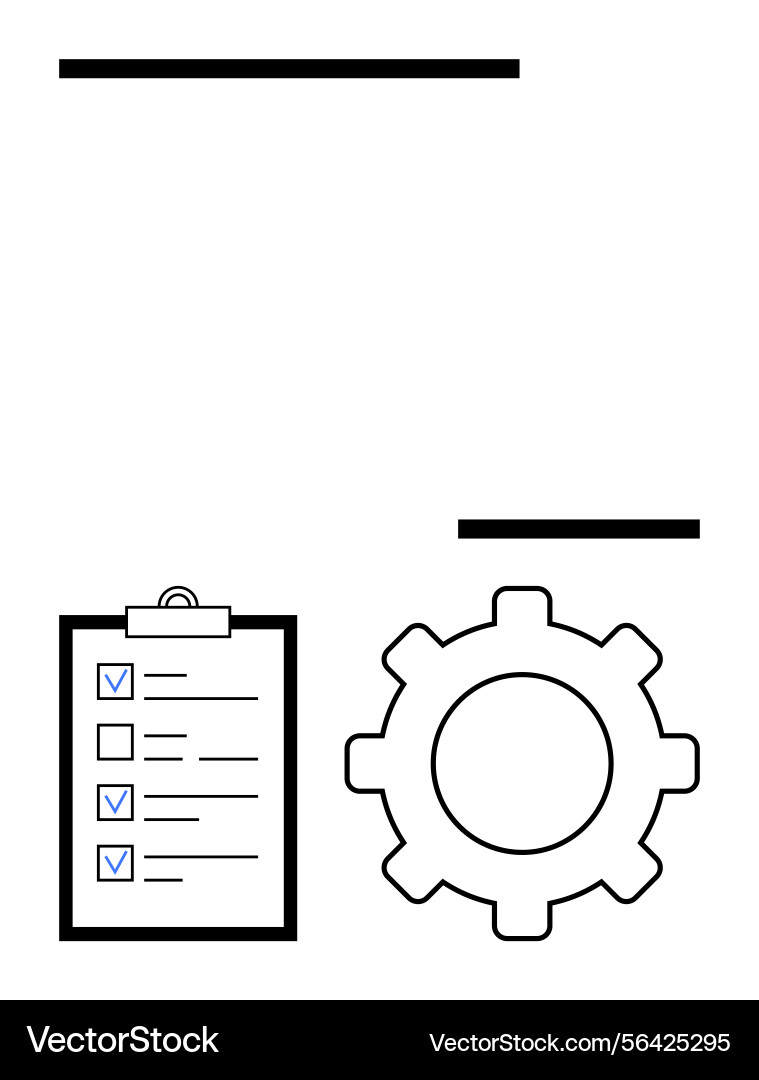 Checklist and gear symbol for workflow task vector image