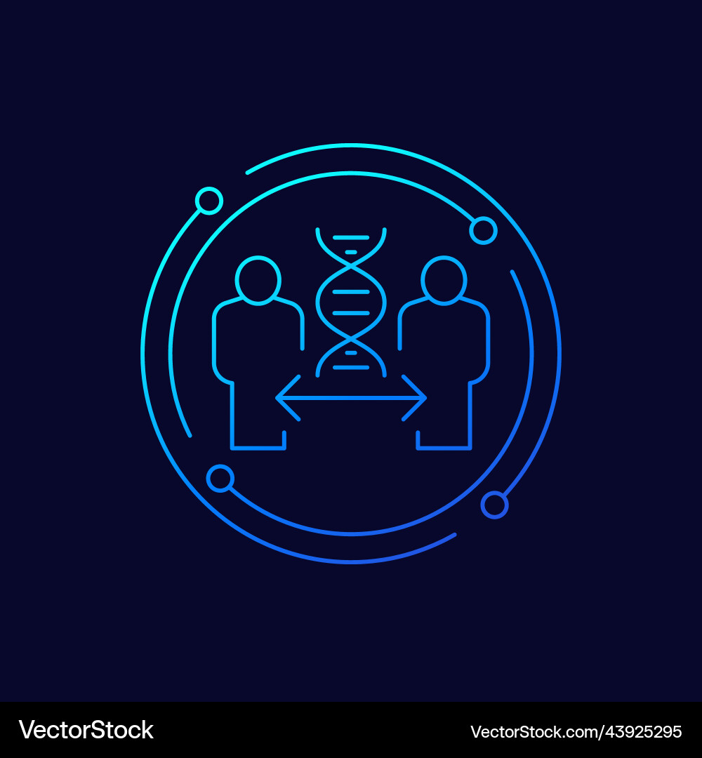 Cloning line icon with dna and clone vector image