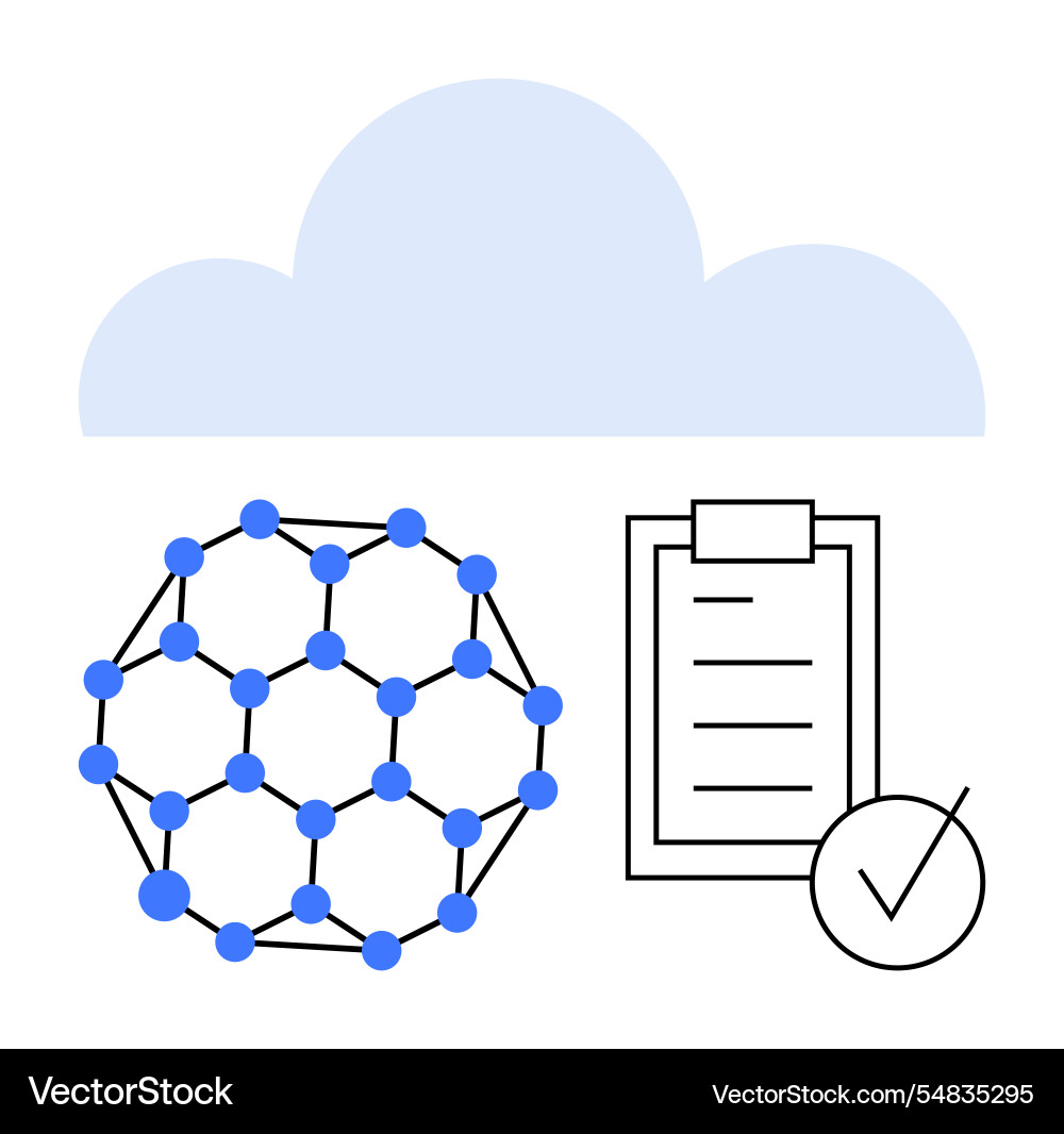 Cloud network with data structure and checklist Cloud network with data structure and checklist vector image