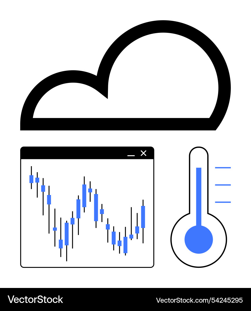 Cloud storage temperature monitoring and data Cloud storage temperature monitoring and data vector image