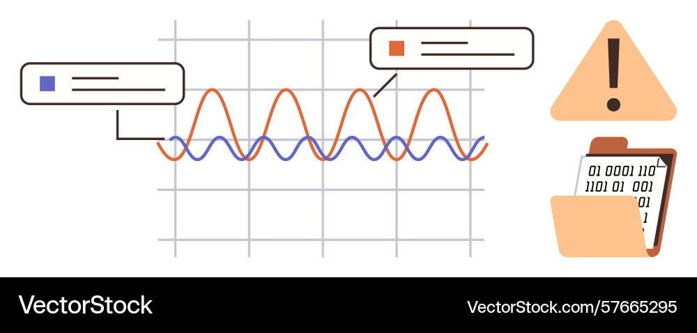 Data analysis concept with graph error alert and Data analysis concept with graph error alert and vector image