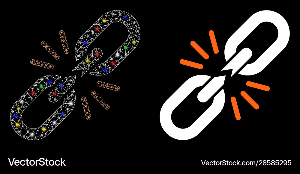 Flare mesh network break chain link icon Vector Image