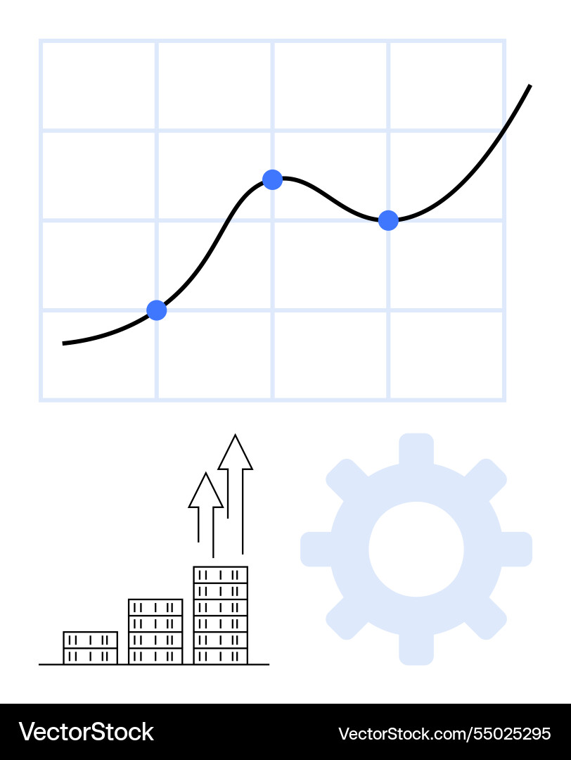 Growth chart with data points building Growth chart with data points building vector image