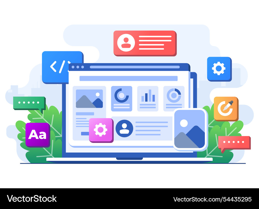 Interface elements and browser windows Interface elements and browser windows vector image