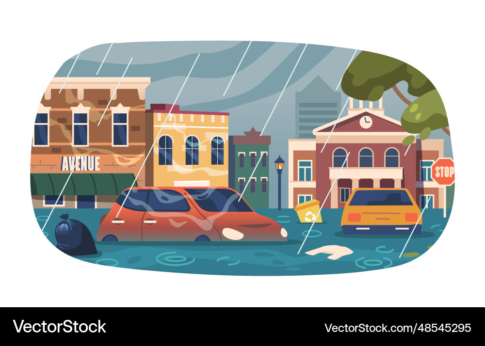 Isolated element with submerged city chaos reigns Vector Image