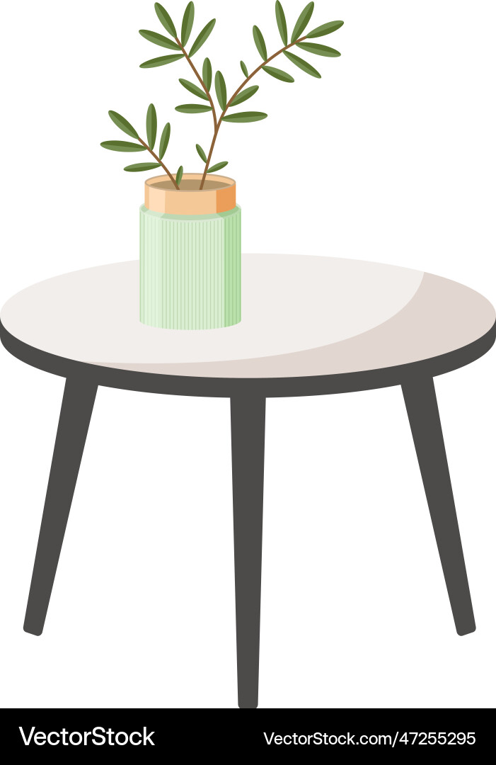 Isolated end table with vase Isolated end table with vase Vector Image