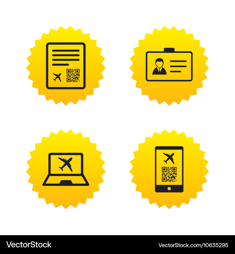 Qr scan code icon boarding pass flight sign Vector Image