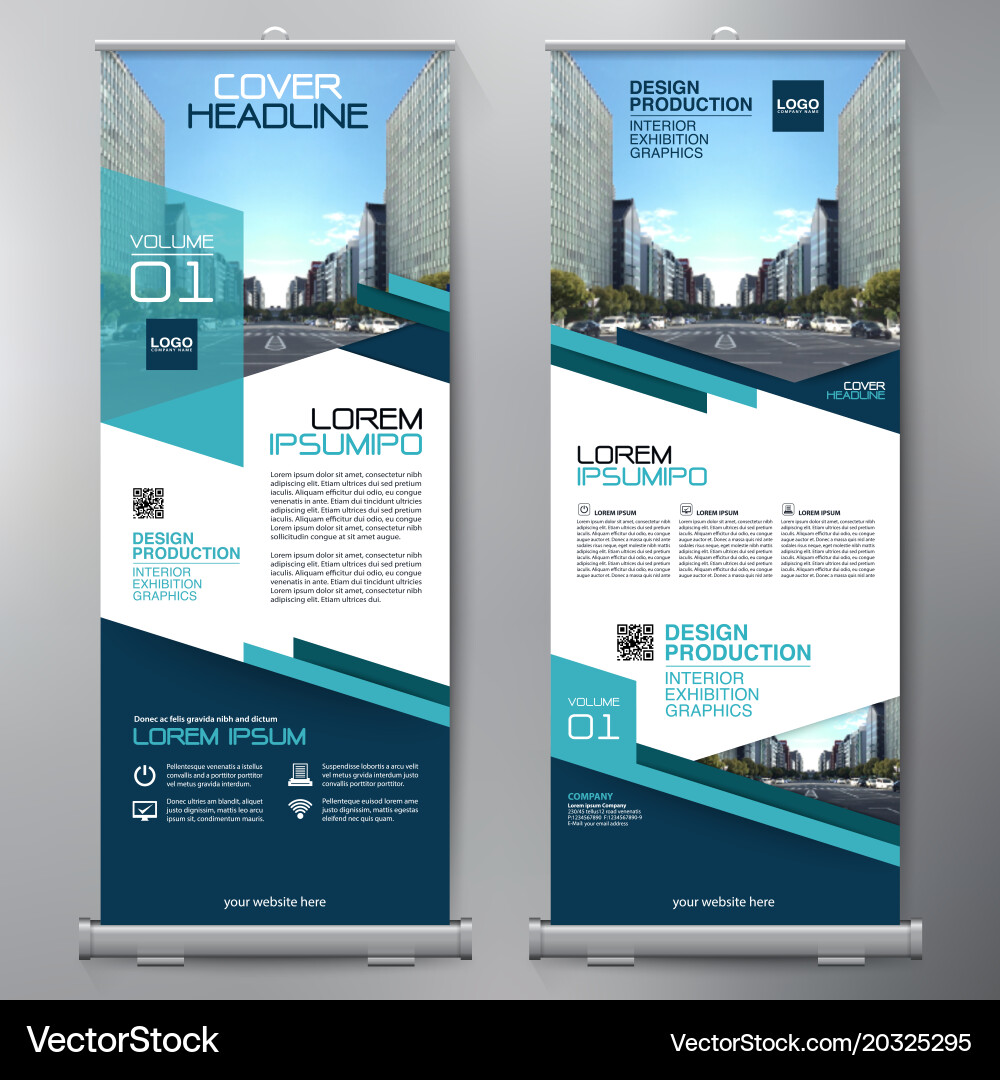Roll Up Banner Stand Display Template vector image