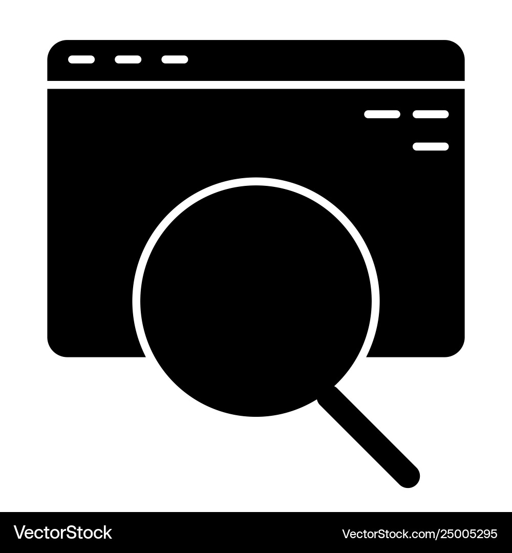 Search and computer browser solid icon Search and computer browser solid icon Vector Image