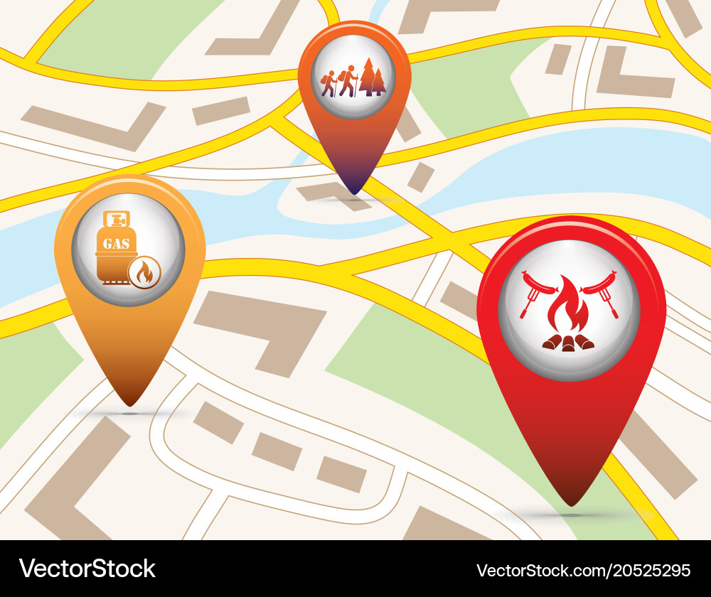 Set of tourism service map pointers Vector Image