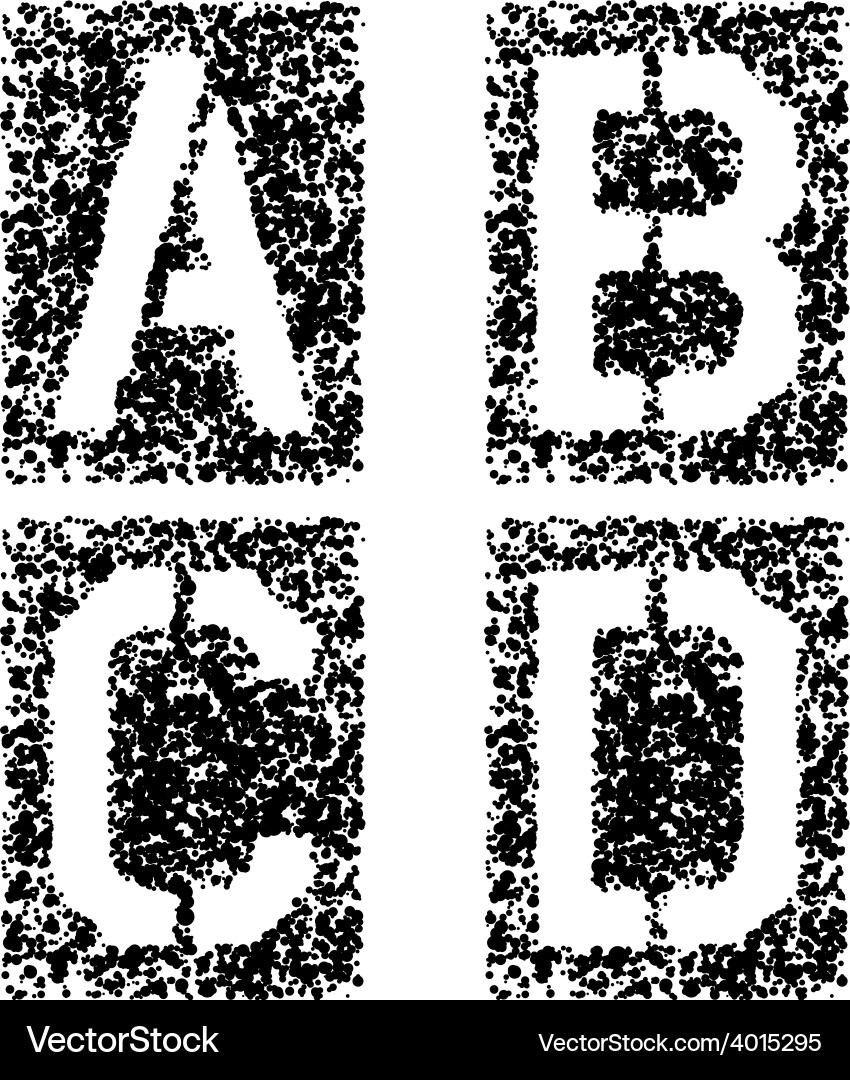 Stencil angular spray font letters a b c d vector image