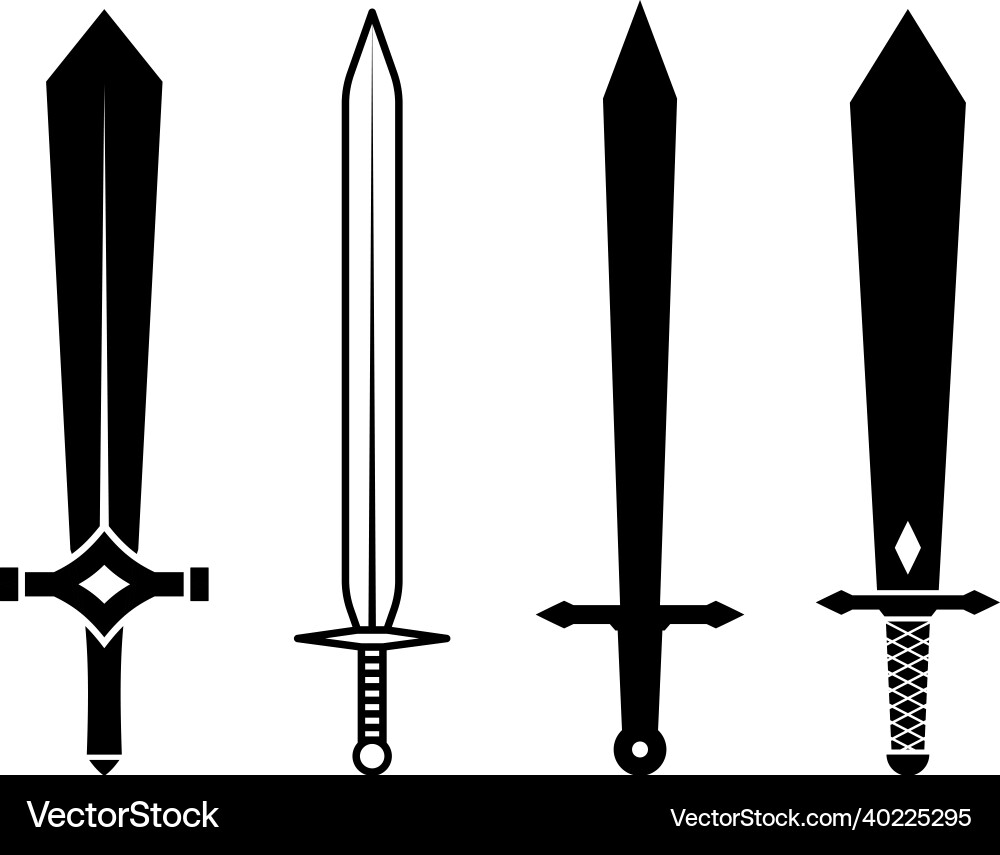 Sword icon set design template isolated Vector Image