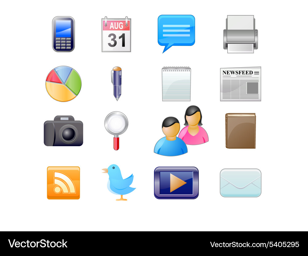 Technology and networking icon set Vector Image