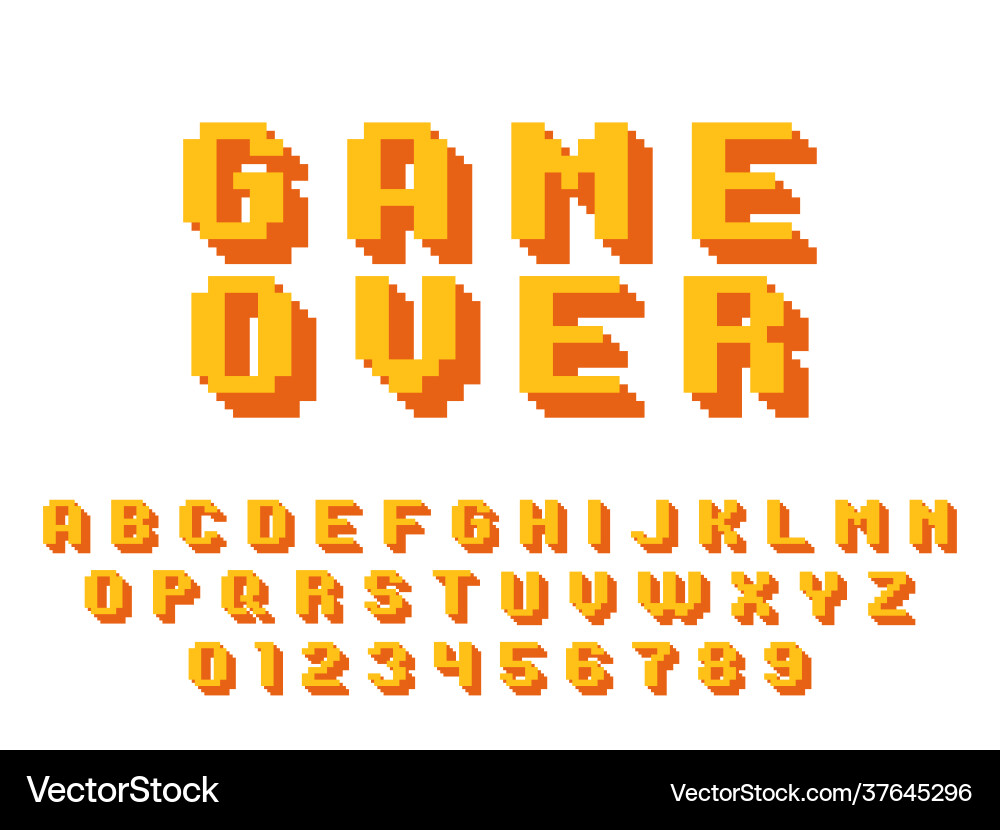 8-Bit Pixel Game Font - Retro Arcade vector image