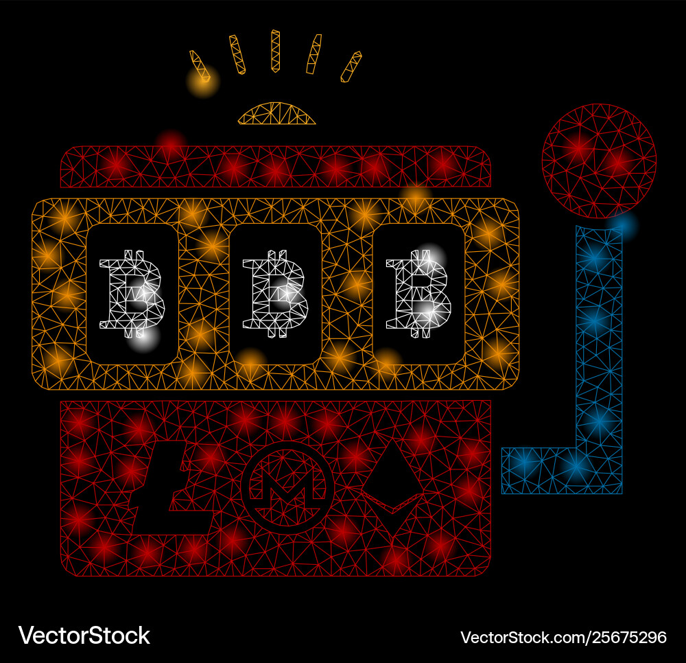 Bright mesh 2d bitcoin gambling machine with flash Bright mesh 2d bitcoin gambling machine with flash vector image