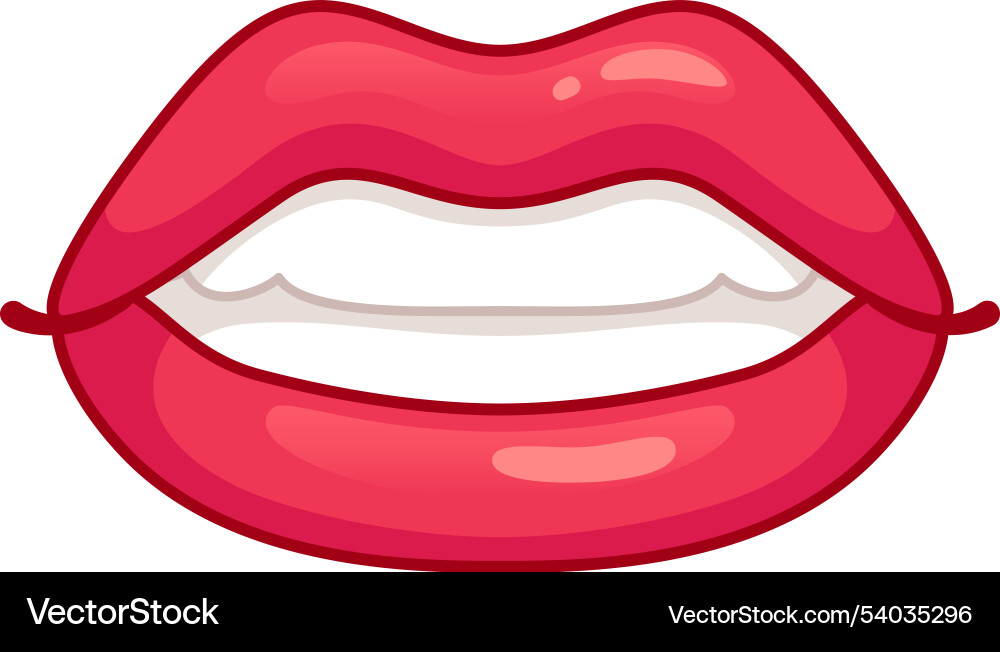 Cartoon drawing of red lips showing white teeth Cartoon drawing of red lips showing white teeth vector image