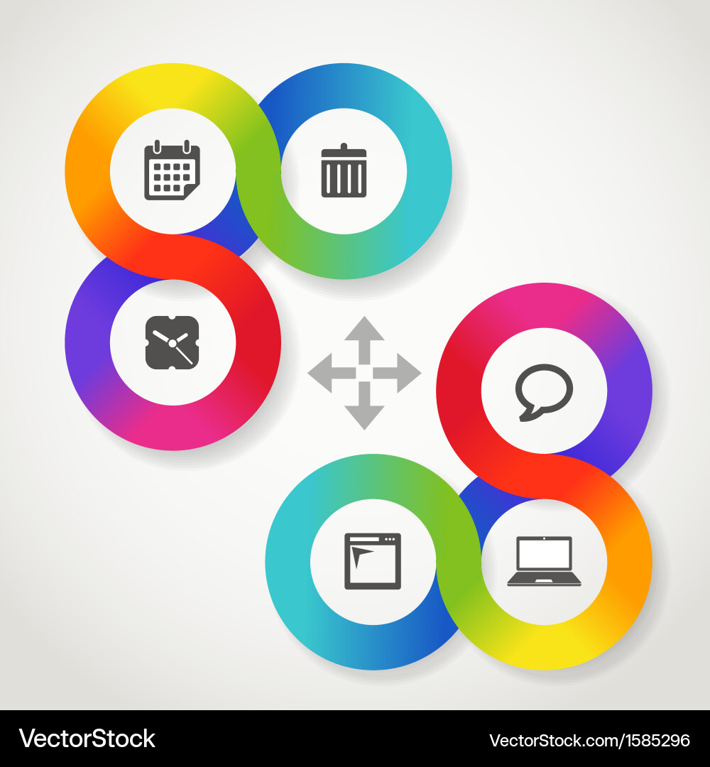 Colorful Web Interface with Circular Icons vector image