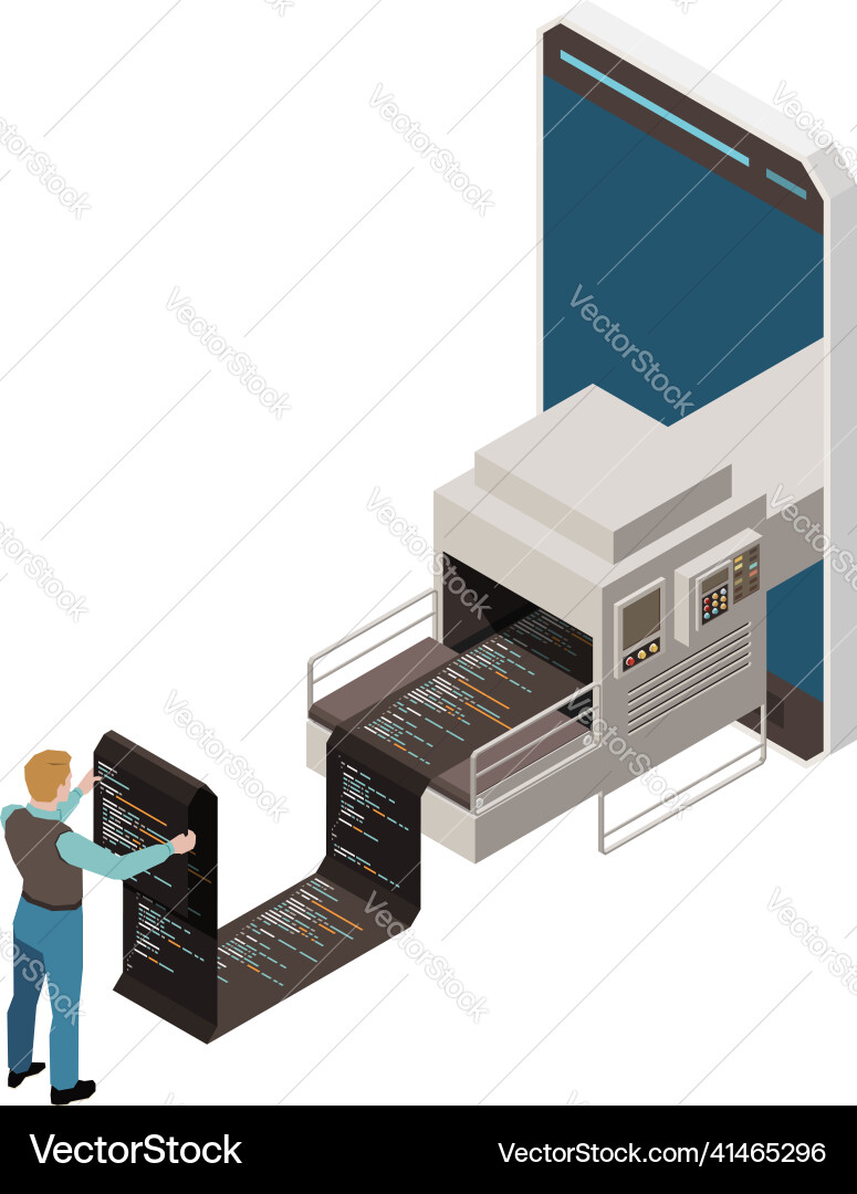 Conveyor programming conceptual composition Conveyor programming conceptual composition Vector Image