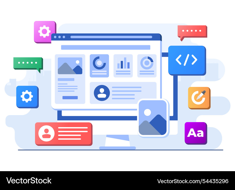 Developers building website user interface front Developers building website user interface front vector image