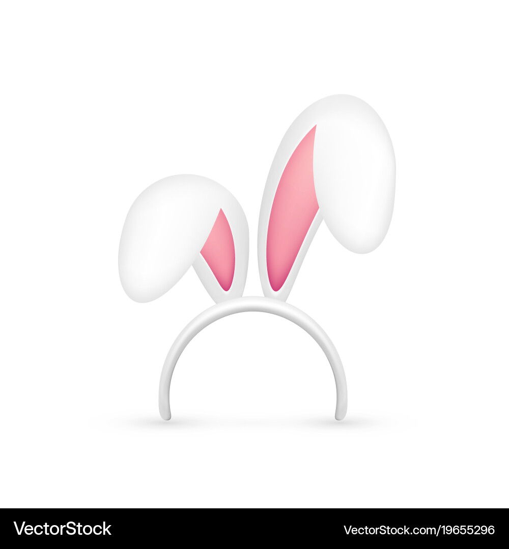 Easter bunny ears pink and white mask with rabbit Vector Image