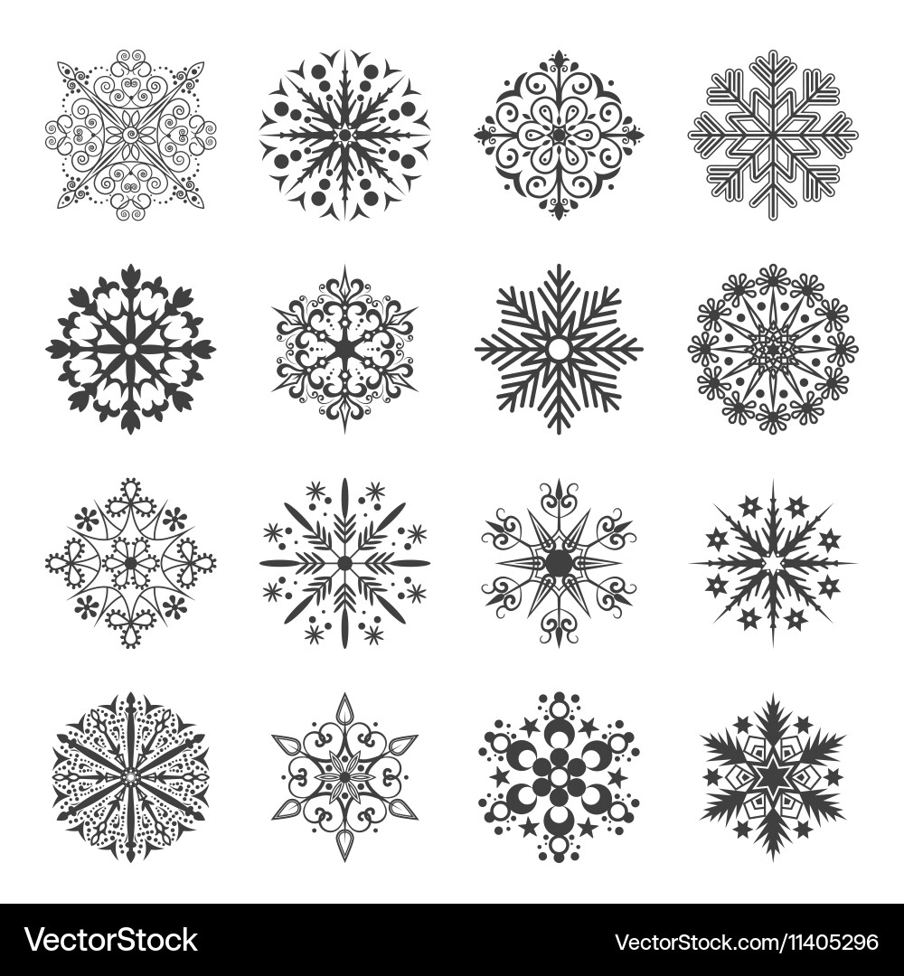 Elegant Snowflake Icon Set vector image
