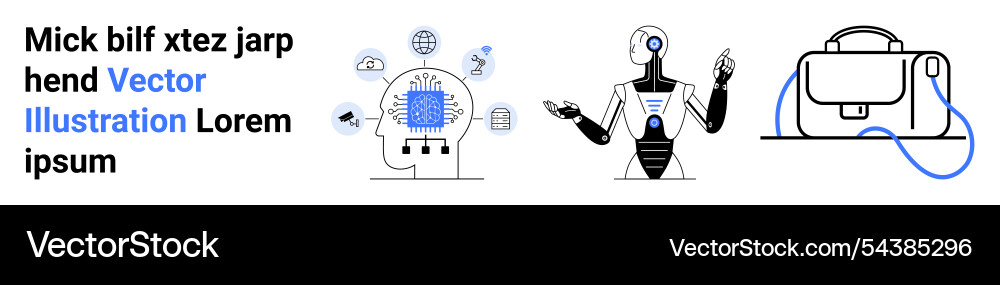 Futuristic ai concept robot circuit brain Futuristic ai concept robot circuit brain vector image