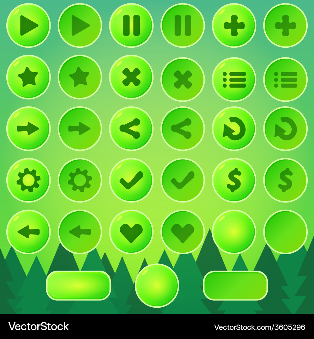 Game ui buttons - green elements vector image