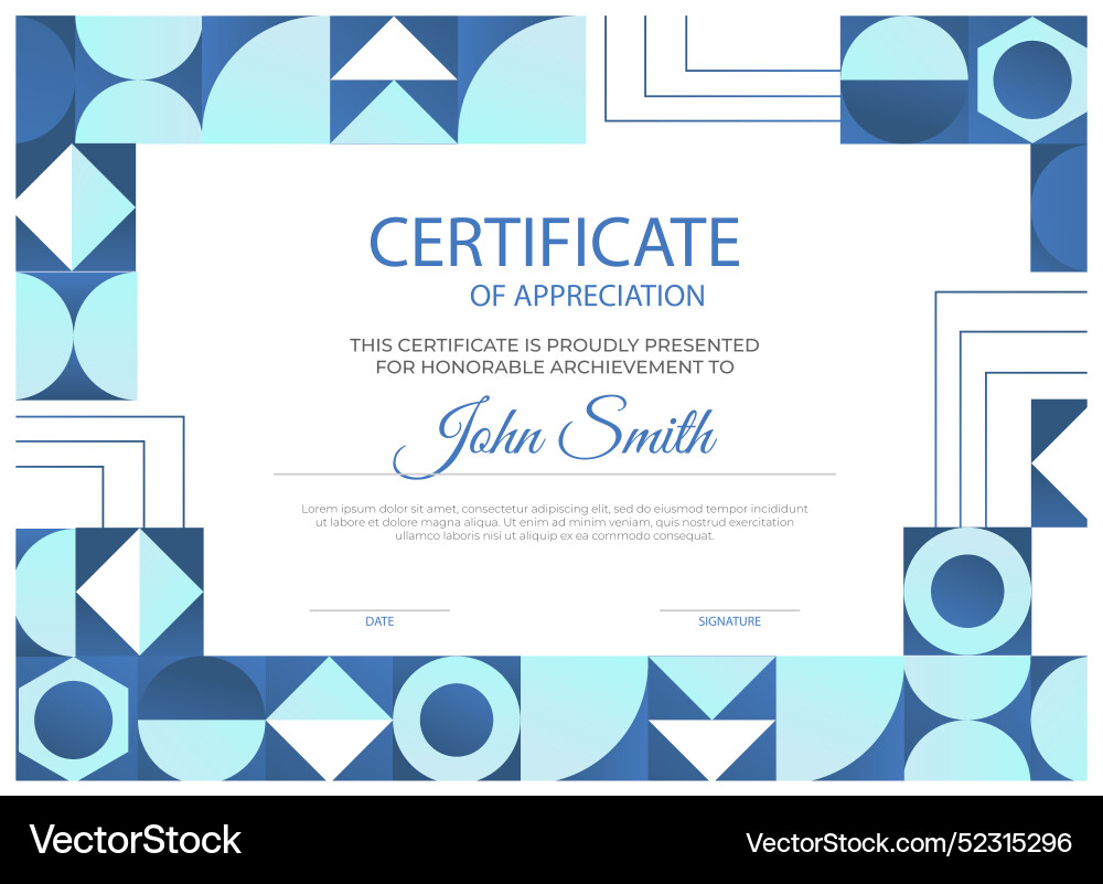 Gradient mosaic certificate template Vector Image