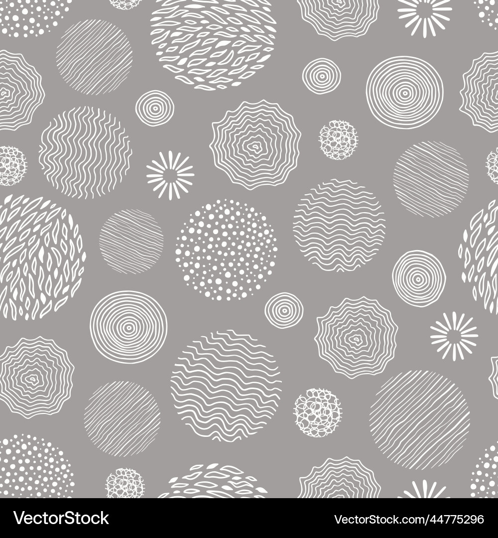 Hand drawn black white circle seamless pattern Hand drawn black white circle seamless pattern vector image