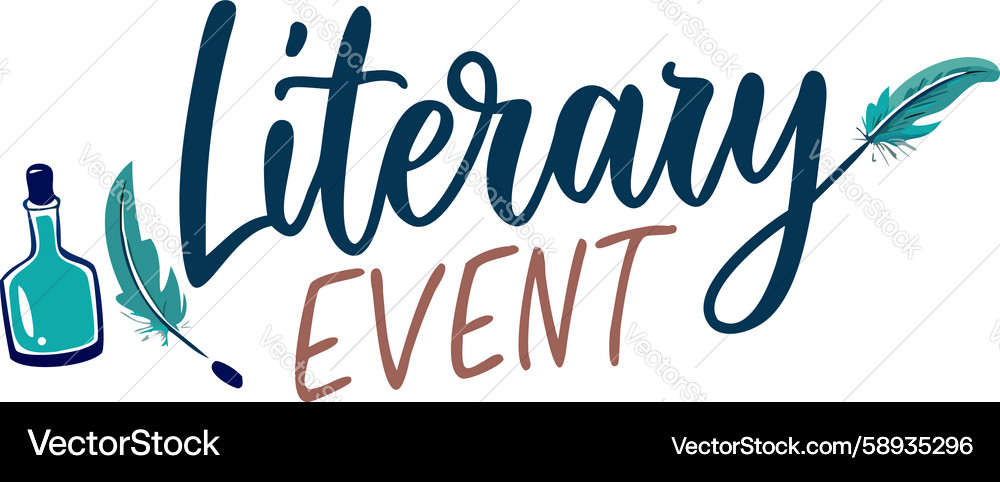 Literary event script with quill ink design Vector Image