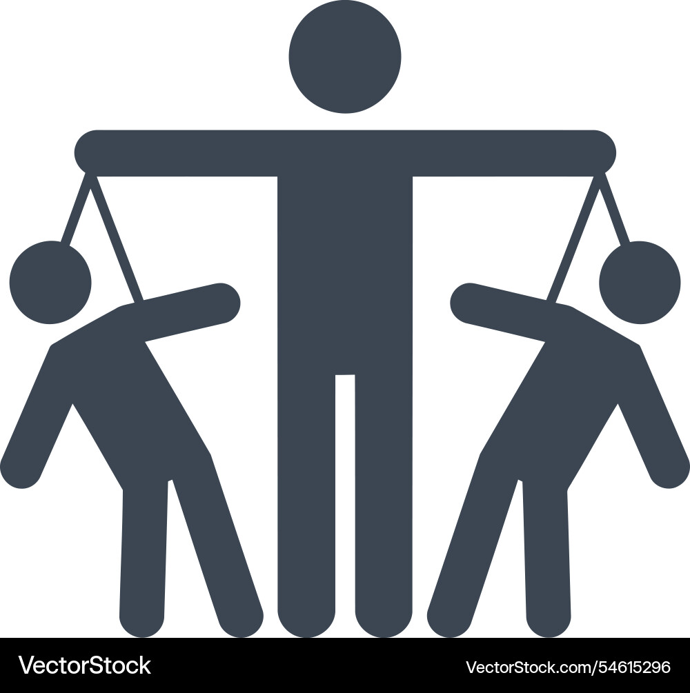 Man controlling two puppets icon Vector Image