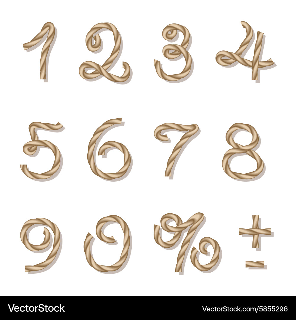 Rope Numbers - Textured Script Vector Image