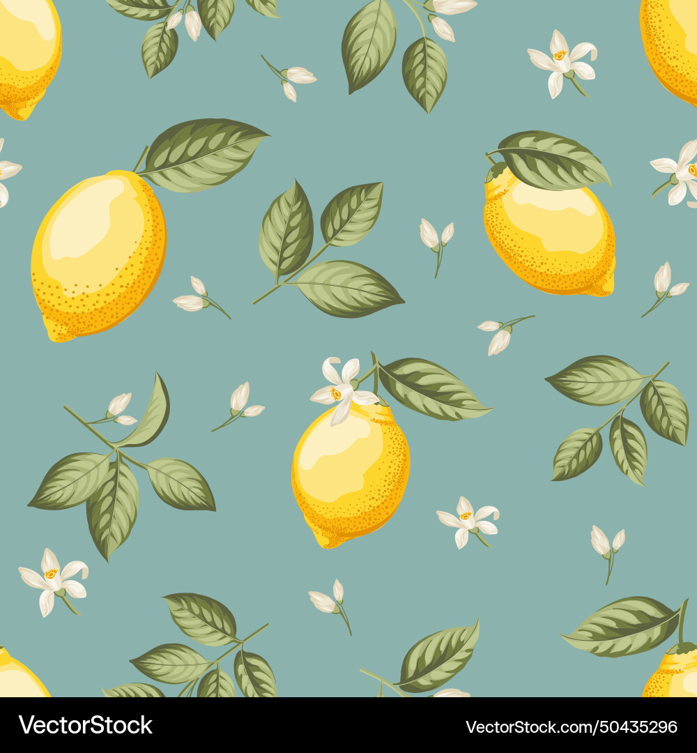 Seamless citrus pattern with lemons Royalty Free Vector
