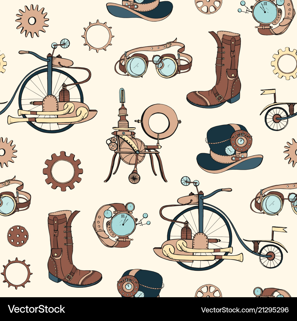 Seamless pattern with steampunk attributes Seamless pattern with steampunk attributes vector image