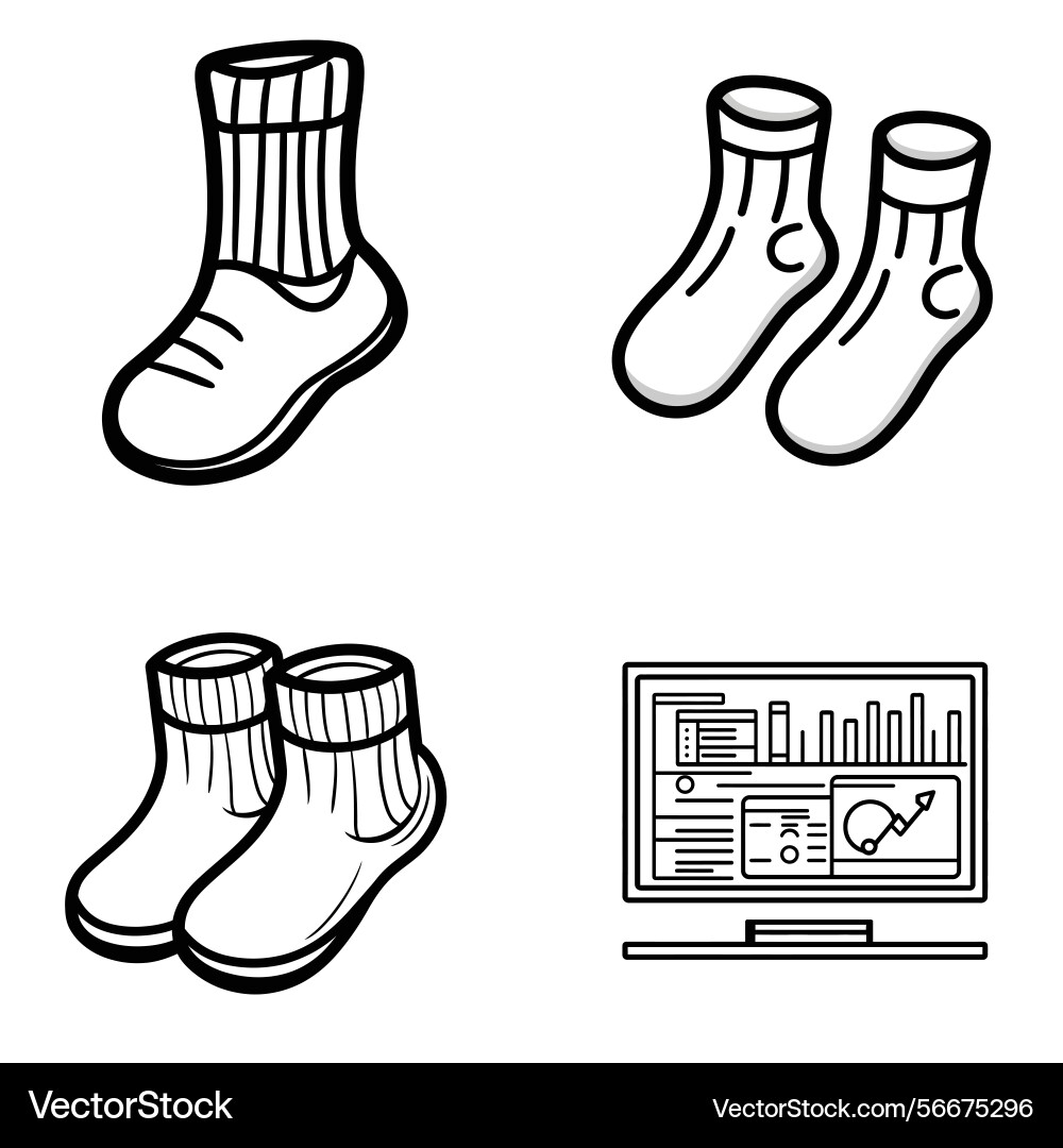Socks pair with line pattern and data analysis Vector Image