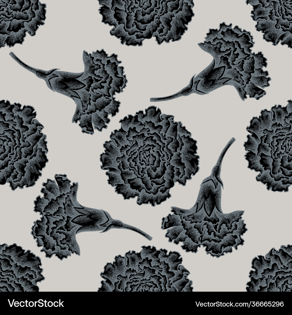 Stylized Carnation Seamless Pattern Vector Image