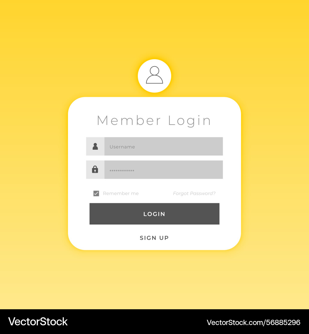 User friendly application login form template vector image