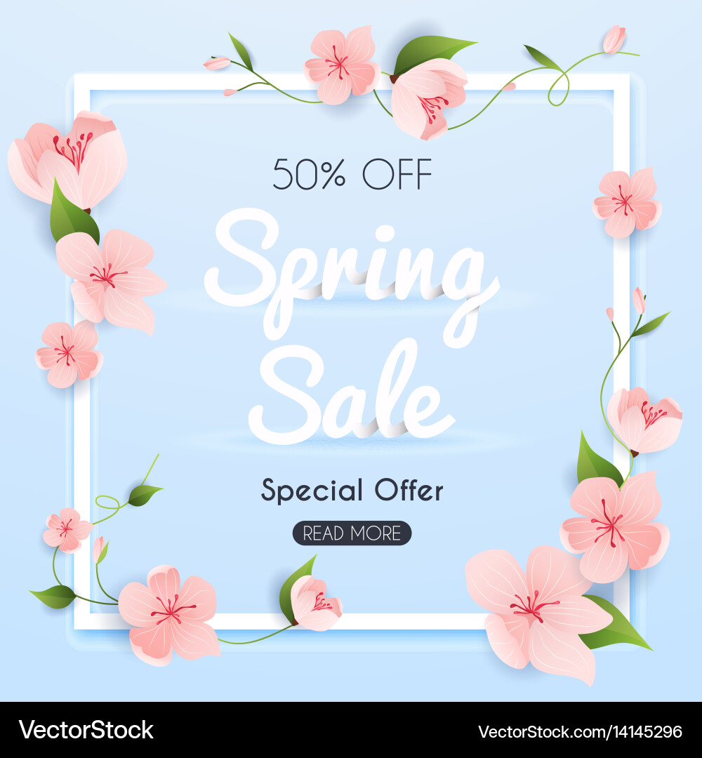 Verkauf Banner mit Blumen Poster Flyer vektorbild