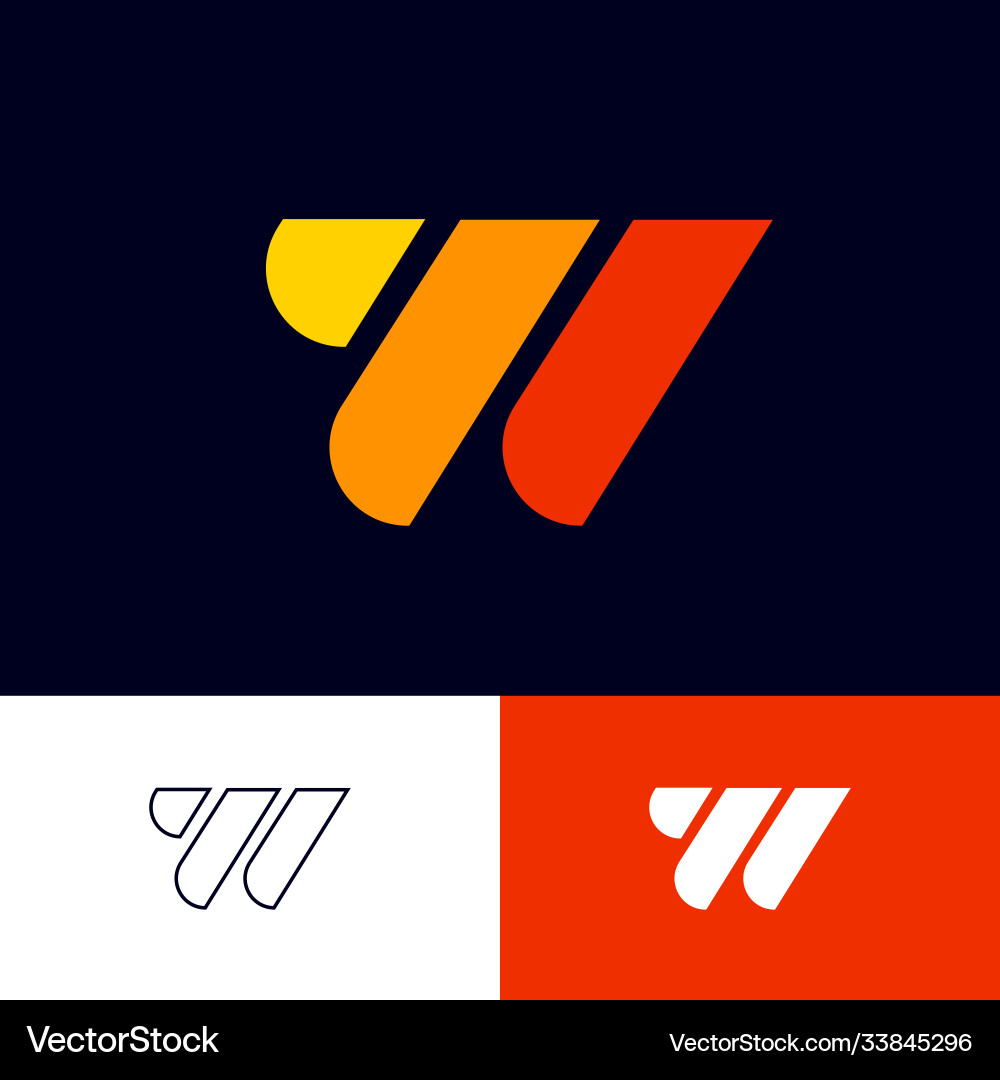 W monogram multi color geometric elements Vector Image