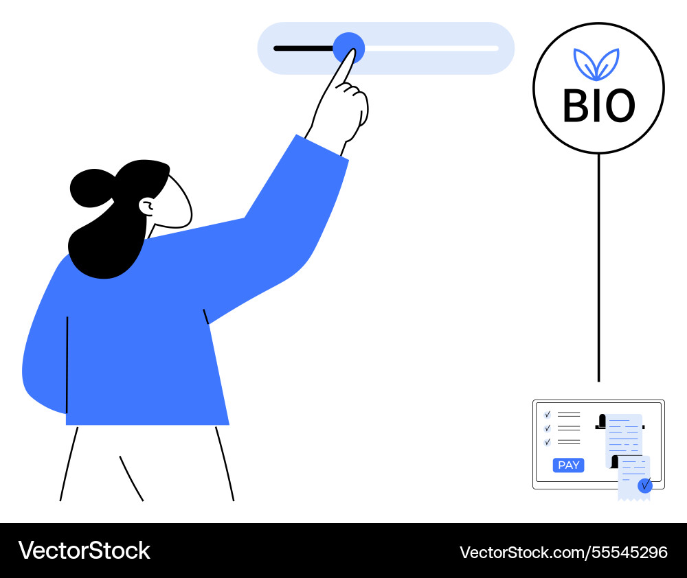 Woman adjusting slider for bio settings Royalty Free Vector