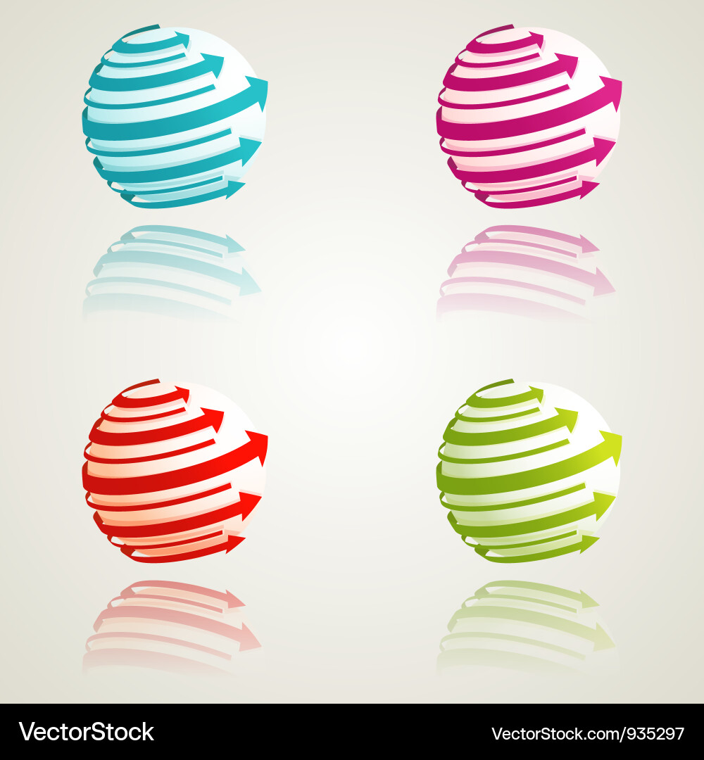 Abstract 3D Arrow Icons - Sphere Set Vector Image