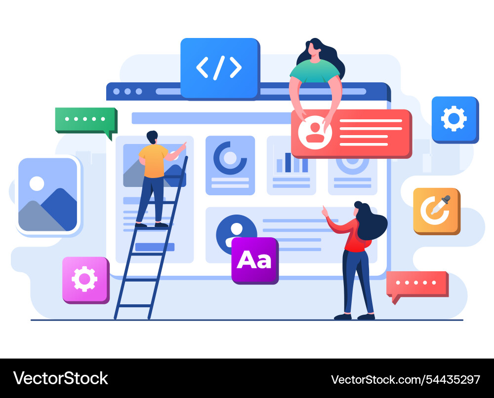 Developers building creating website user Developers building creating website user vector image