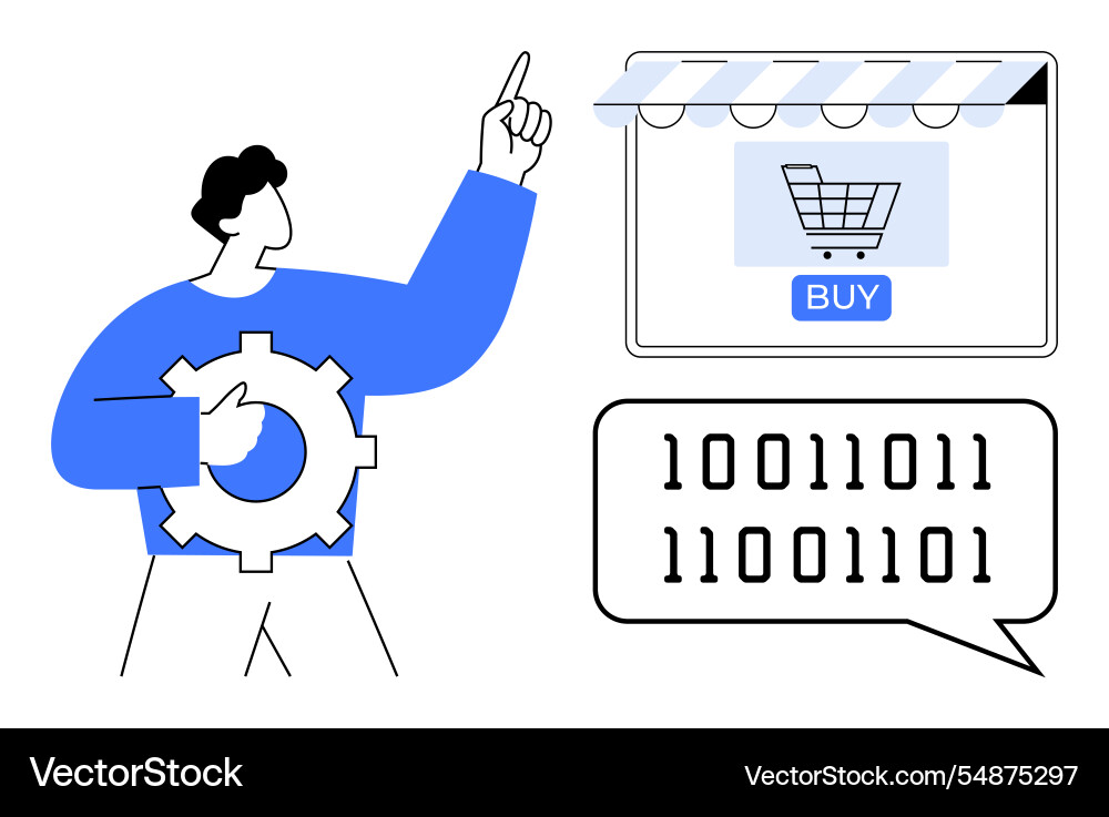 Digital optimization for e-commerce integrating Digital optimization for e-commerce integrating Vector Image