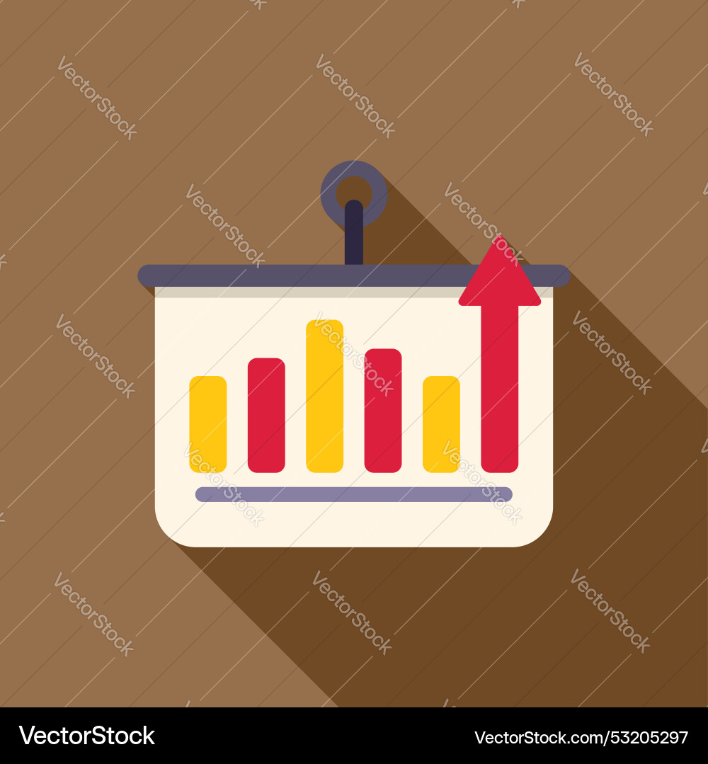 Flip chart with growing bar and red arrow up Flip chart with growing bar and red arrow up vector image