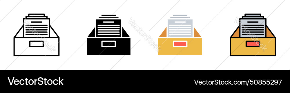 Folder box icon set file archive storage symbol Vector Image