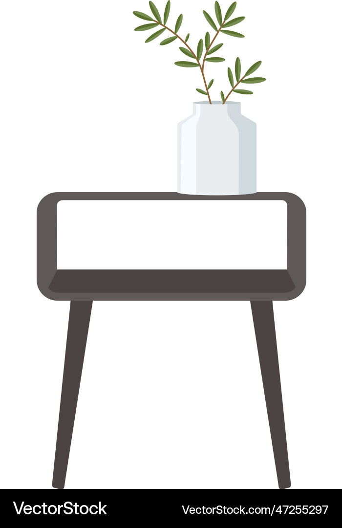 Isolated end table with vase Isolated end table with vase Vector Image