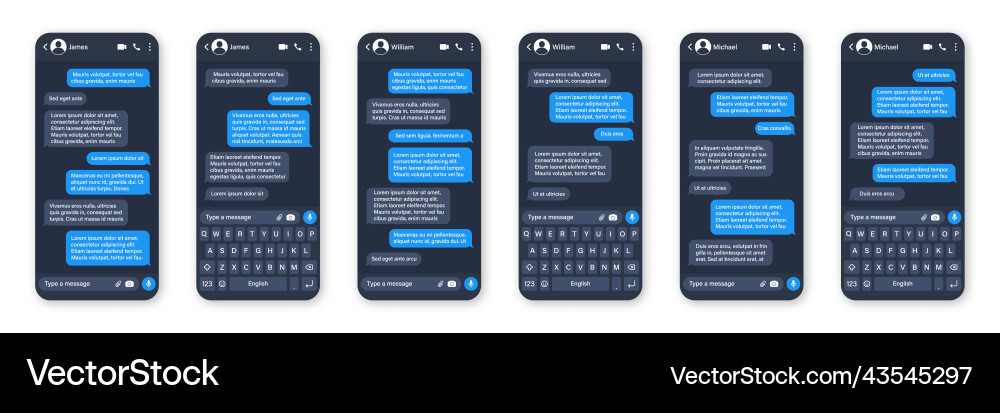 Messaging app design user interface sms text Messaging app design user interface sms text vector image