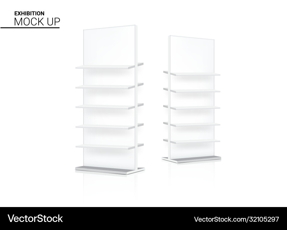 Mock up realistic banner shelf kiosk display 3d vector image